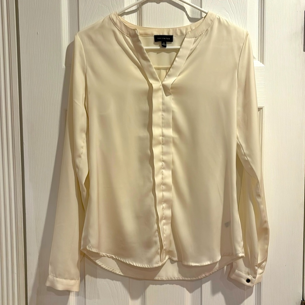 The Limited Satin Blouse in Cream, Size XS